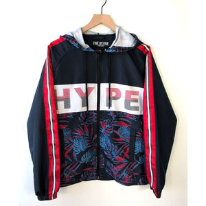Five.By.Five By Master Piece Men’s M Black Red HYPE Hoodie Leaf Print Zip Jacket
